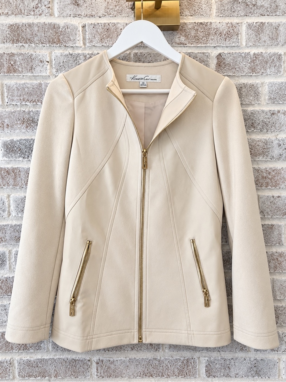 Kenneth Cole Cream Zip-Front Women's Jacket